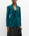 Kobi Halperin Ramsey Single-button Velvet Blazer In Sea Moss