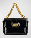 Brandon Blackwood Yuta Padded Patent Shoulder Bag In Black