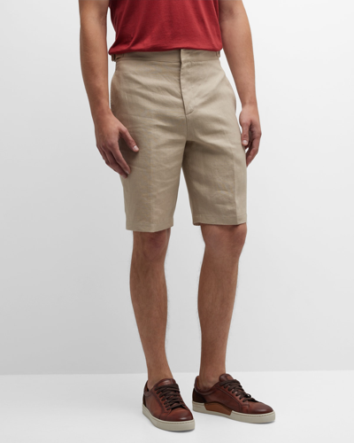 Loro Piana Majuro Straight-leg Linen Bermuda Shorts In Neutrals