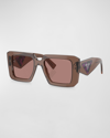 Prada Square Acetate Sunglasses In Lite Brown