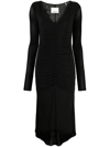 Isabel Marant Black Longsleeve V-neck Midi Dress In Nero