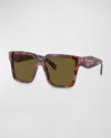 PRADA CONTRASTING LOGO SQUARE ACETATE & PLASTIC SUNGLASSES