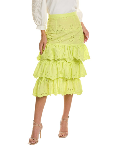 Tracy Reese Tiered Midi Skirt In Green