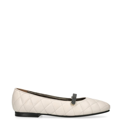 Brunello Cucinelli Kids' Leather Monilli-trim Ballet Flats In White