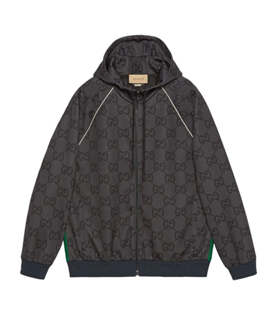 Gucci Reissverschlussjacke Mit Jumbo Gg Und Web In Grey