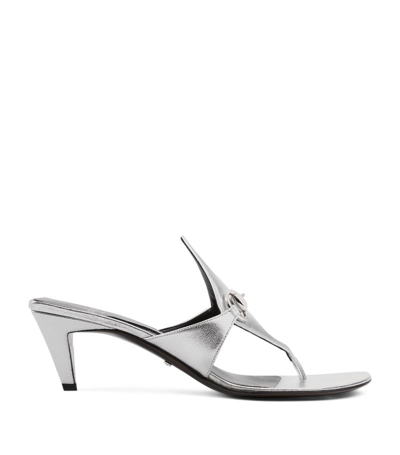 Gucci Horsebit-detail Leather Sandals In Silver