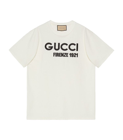 Gucci T-shirt Aus Baumwolljersey Mit Stickerei In White