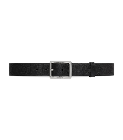 Gucci Leather Gg Belt In Black