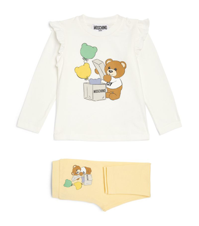 Moschino Teddy Bear Top And Leggings Set (3-36 Months) In Yellow