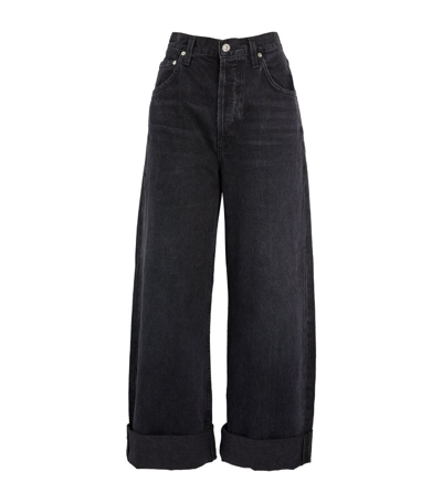 Citizens Of Humanity Ayla Wide-leg Organic Jeans In Voila (washed Black)