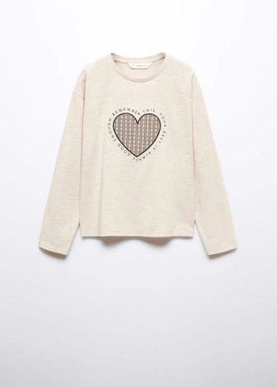 Mango Kids' Printed Long Sleeve T-shirt Sand