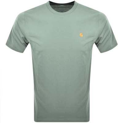 Carhartt Wip Chase Short Sleeved T Shirt Green In Ice