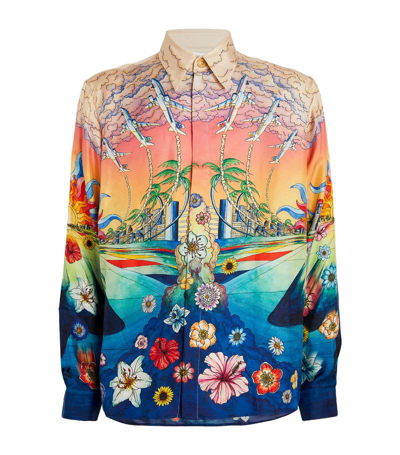 Casablanca Chevaux Sauvages Silk Shirt In Multicolor