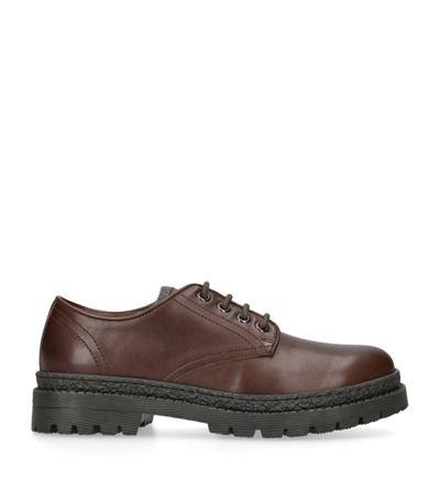 Brunello Cucinelli Kids' Leather Derby Shoes In Brown