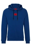 Hugo Cotton-terry Regular-fit Hoodie With Logo Label In Blue