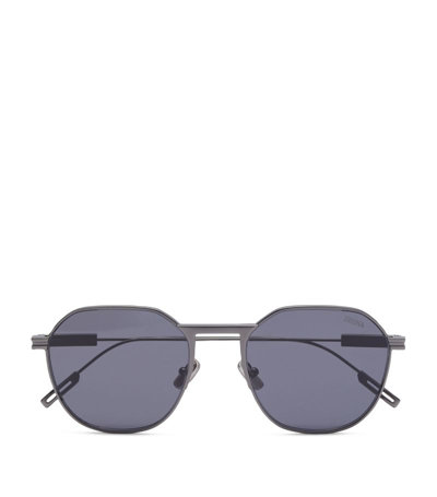 Zegna Metal Sunglasses In Grey