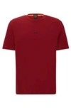 Hugo Boss Relaxed-fit T-shirt In Stretch Cotton With Logo Print In Red