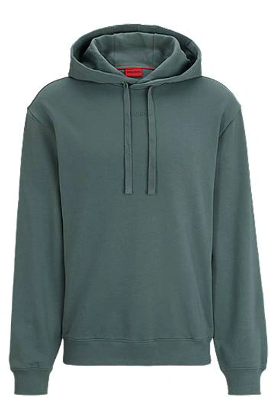 Hugo Boss Relaxed-fit Cotton Hoodie With Contrast Logo In Green