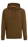 Hugo Boss Cotton-terry Hoodie With Logo Patch In Brown