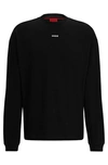 Hugo Boss Relaxed-fit Sweatshirt In Cotton Terry With Sleeve Logo In Black