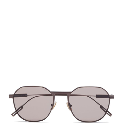 Zegna Metal Antiqued Foliage Sunglasses In Pink