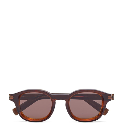 Zegna Acetate Marbled Sunglasses In Brown