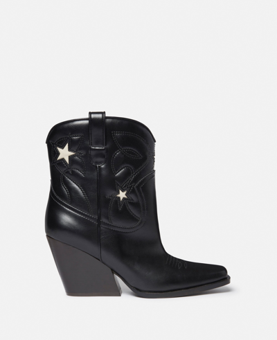 Stella Mccartney Cloudy Alter Mat Star Embroidery Cowboy Boots In Black Stone (black)