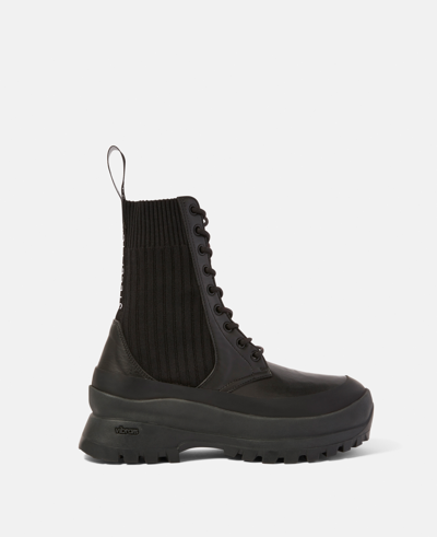 Stella Mccartney Trace Lace-up Biker Boots In Black