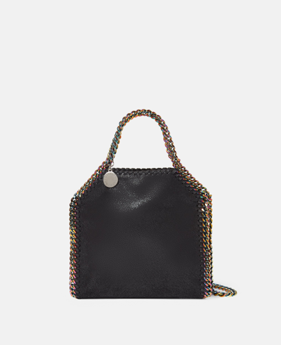 Stella Mccartney Falabella Holographic Chain Tiny Tote Bag In Black