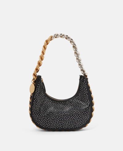 Stella Mccartney Frayme Zipped Mini Hobo Bag In Black