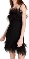 Staud Etta Feather-trimmed Knit Minidress In Black