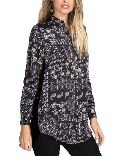Johnny Was Cordelia Velvet Embroidered Bach Shirt In Multi In Black