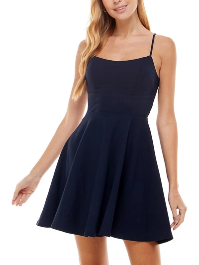 City Studio Plus Womens Lace Knee-length Fit & Flare Dress In Blue