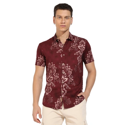 Campus Sutra Ethnic Motif Shirt In Red