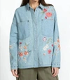 JOHNNY WAS CHERRI DENIM POCKET OVERSHIRT IN DENIM BLUE