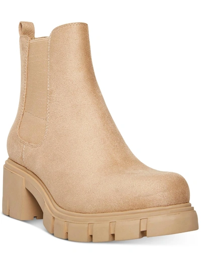 Madden Girl Tessa Womens Laceless Round Toe Chelsea Boots In Beige