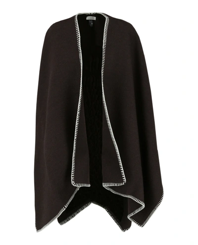 Lanvin Woven Wool Poncho In Brown
