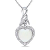 Mimi & Max 1 1/5 Tgw Opal And Diamond Accent Heart Twist Pendant With Chain In Sterling Silver In White