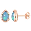 Mimi & Max 2 1/5ct Tgw Pear-cut Ethiopian Blue Opal Stud Earrings In 10k Rose Gold In Blue