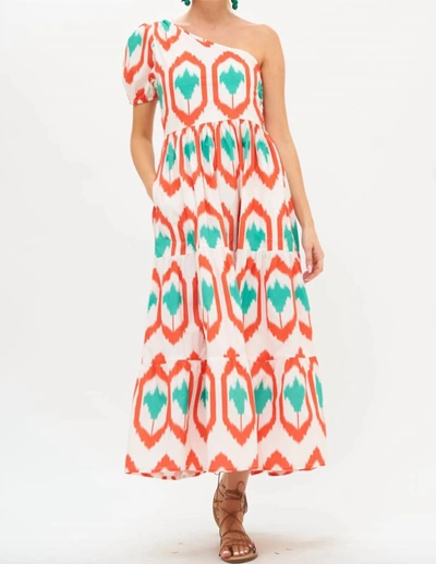 Oliphant One Shoulder Maxi Dress In Coral Odisha In Multi