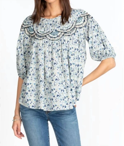 Johnny Was Floral Tatiana Top In Peasant In White