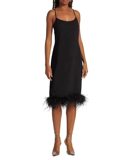 Amanda Uprichard Women's Marianna Feather-trim Knee-length Dress In Black