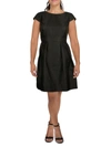 Alfred Sung Cap Sleeve Pleated Cocktail Dress With Pockets In Black