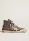 GOLDEN GOOSE DELUXE BRAND FRANCY PENSTAR CANVAS SNEAKERS IN CHARCOAL / GREY / WHITE