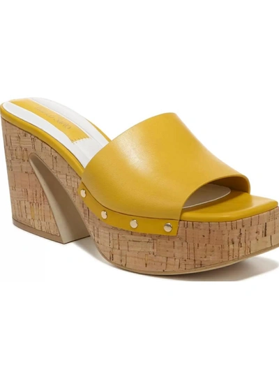 Franco Sarto Damara Womens Leather Slip On Platform Sandals In Yellow