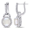 Mimi & Max 3 1/10ct Tgw Opal And White Topaz Hinged Hoop Earrings In Sterling Silver In White