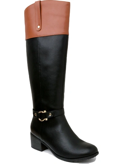 KAREN SCOTT VICKYY WOMENS FAUX LEATHER STACKED HEEL KNEE-HIGH BOOTS