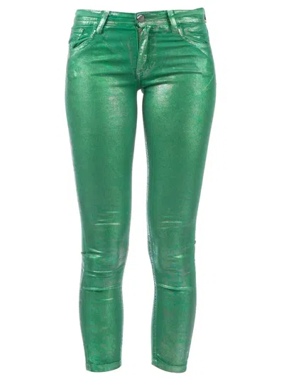 75 Faubourg Cropped Shiny Jean In Green