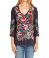 Johnny Was Emmaline Blouse In Grey Onyx In Blue