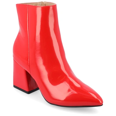 Journee Collection Women's Sorren Tru Comfort Foam Covered Block Heel Pointed Toe Booties Women's Shoes In Red